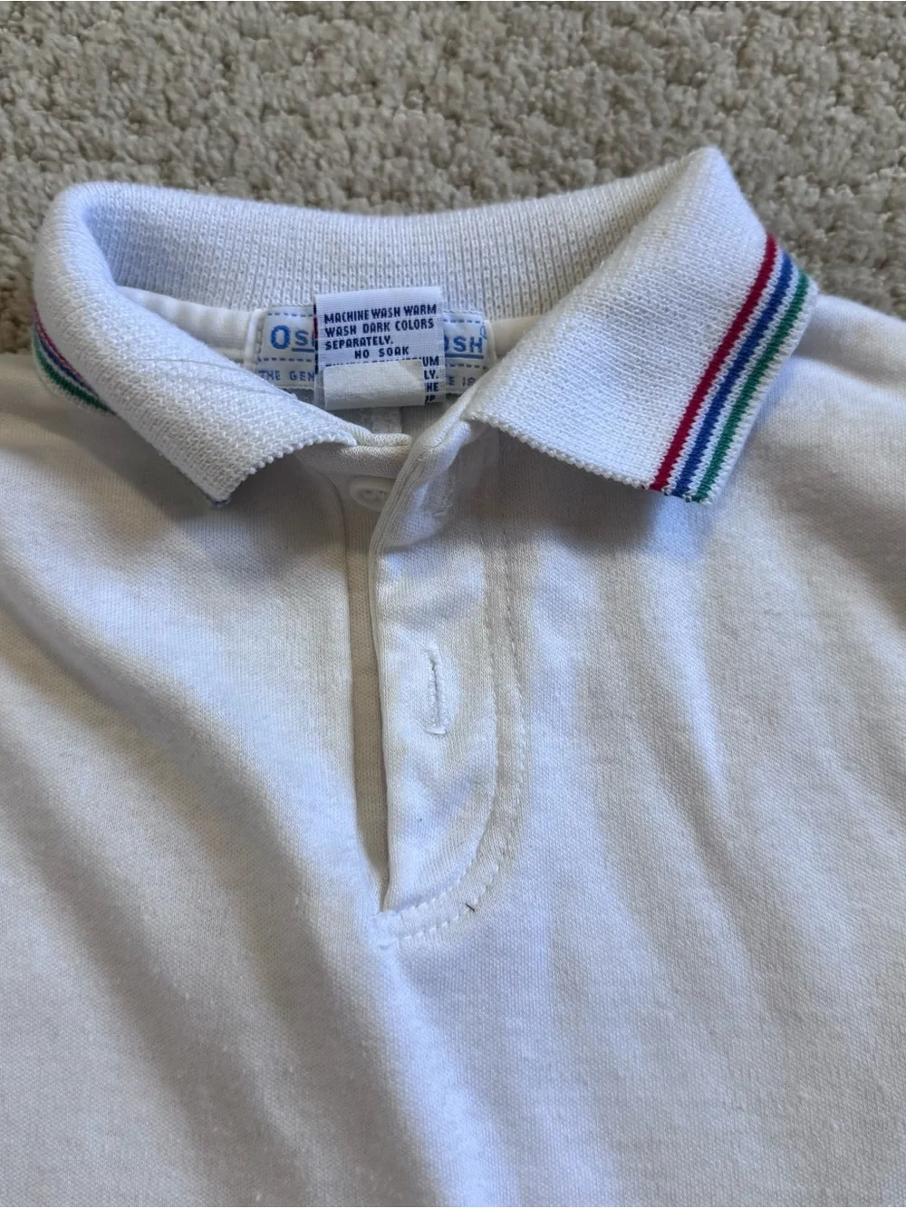Vintage OshKosh Bgosh Collared Rainbow Stripe Long Sleeve Made in USA 24 Months